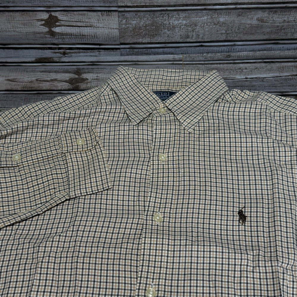 Polo Ralph Lauren Button Down Shirt Mens Large Brown Lowell Sport Plaid LS